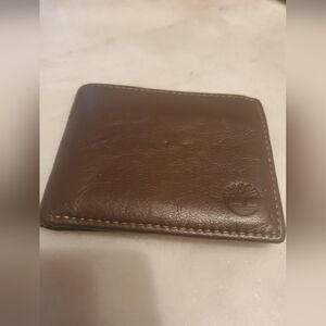 Timberland Wallet Mens Soft Brown Genuine Leather Striped Lining Wallet